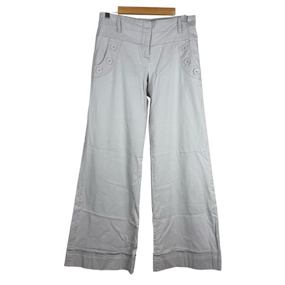Anthropologie Pants Womens 4 Gray Elevenses Wide Leg Cotton Sailor Y2K - Picture 1 of 16